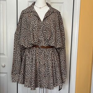Norma Kamali Leopard Print Long Sleeve Dress